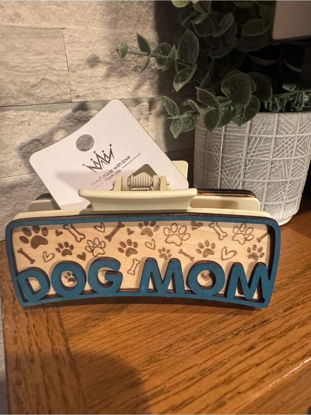 Dog Mom Hair Clip - Teal Accent